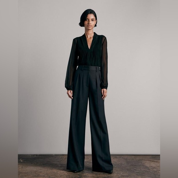 Rag & Bone Salute Shelly Wide Leg Navy Twill Pants 4